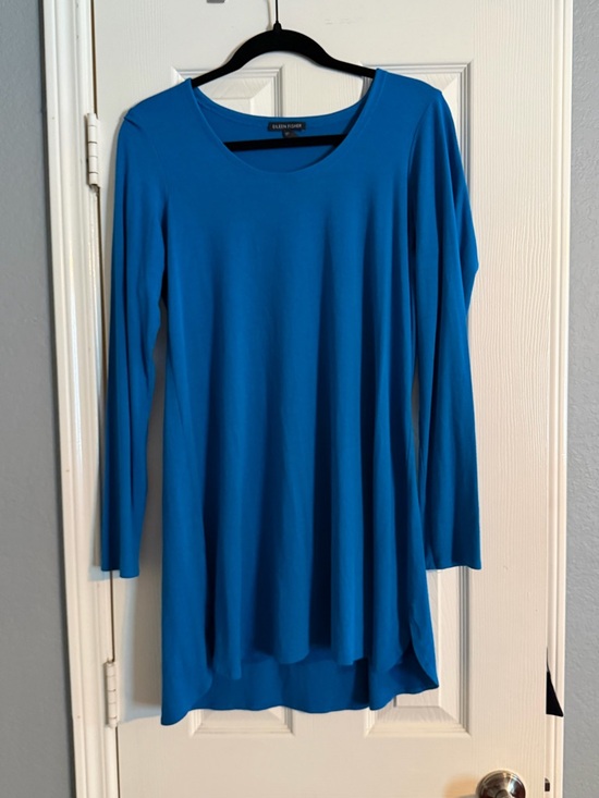 Eileen Fisher Deep Teal Long Sleeve Tunic Top - Picture 2 of 7
